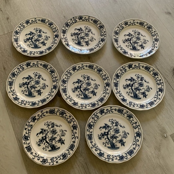 8 Double Phoenix Ironstone Nikko desert‎ Plate Blue Ming Tree Japan chinoiserie - Picture 4 of 11